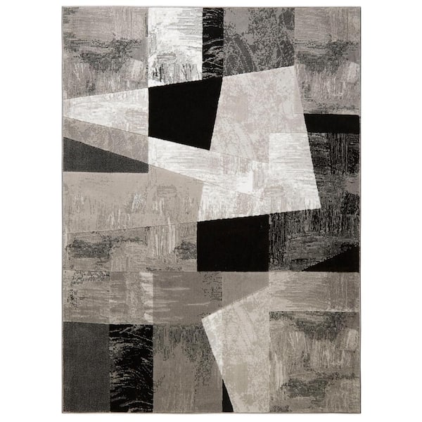 Catalina Grey/Black 8 ft. x 10 ft. Geometric Area Rug