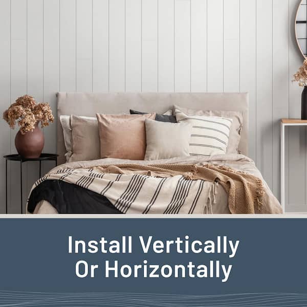 1 in. x 8 in. x 8 ft. Timeless Primed White Smooth Pine Nickel Gap Shiplap Board (4-pack)