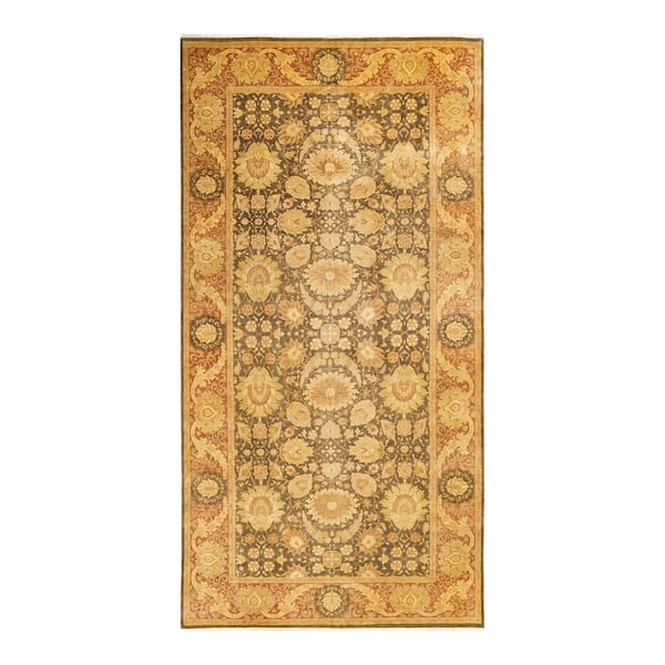 Mogul Green 6 ft. x 12 ft. Oriental Wool Indoor Runner Rug