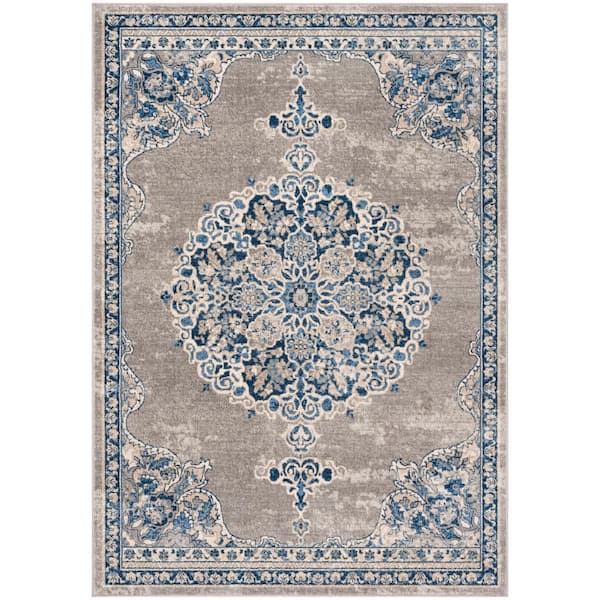 SAFAVIEH Brentwood Light Gray/Blue 5 ft. x 8 ft. Distressed Medallion Floral Area Rug