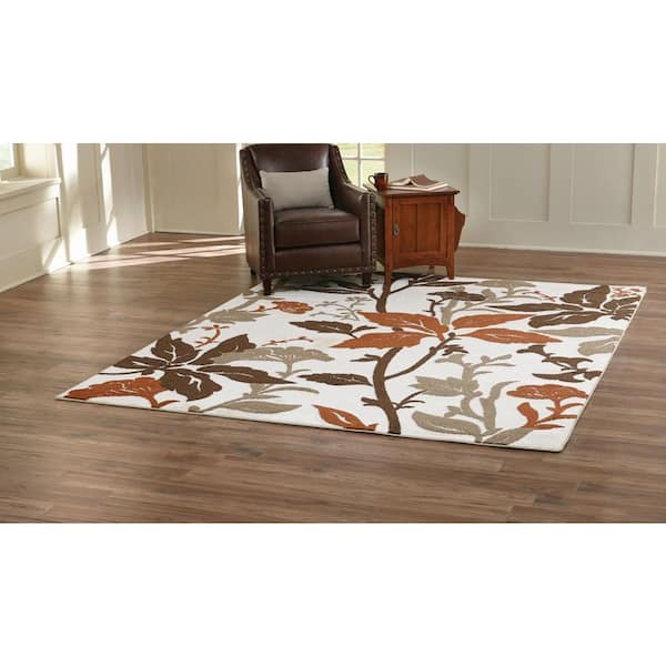 Blooming Flowers Ivory/Rust 5 ft. x 7 ft. Area Rug