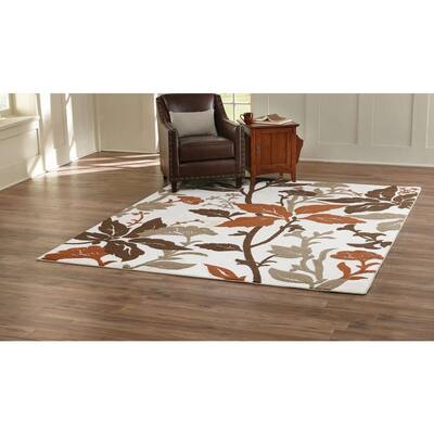 Blooming Flowers Ivory/Rust 9 ft. x 13 ft. Area Rug