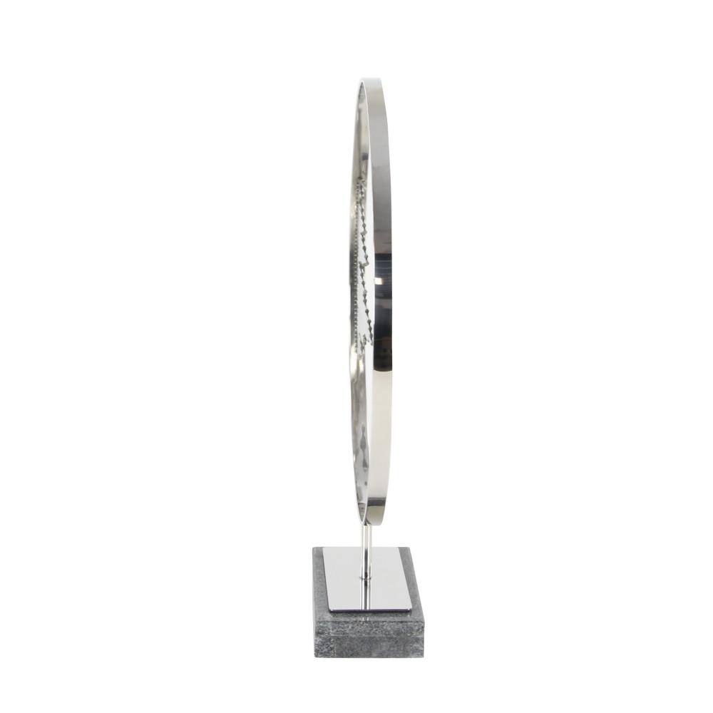 Contemporary Black Stainless Steel Geometric Statue, 19" x 23"