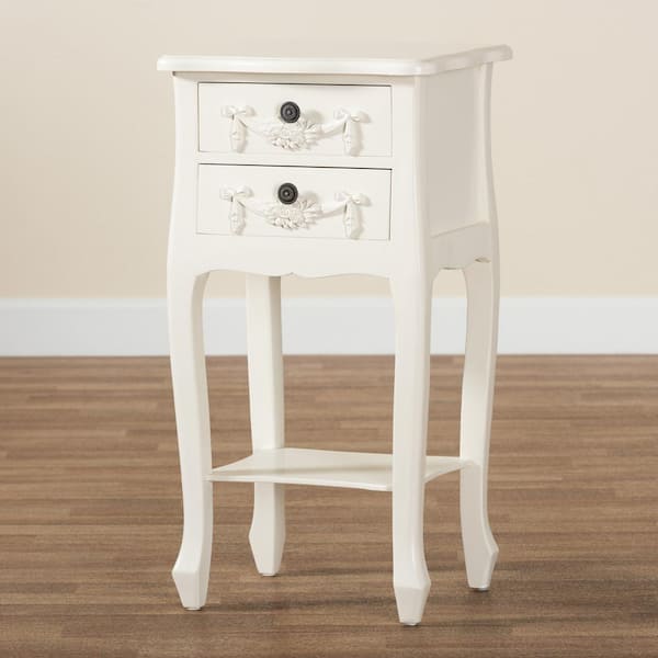 Baxton Studio Eliya 2-Drawer White Nightstand 29.5 in. H x 15.7 in. W x 13.7 in. D