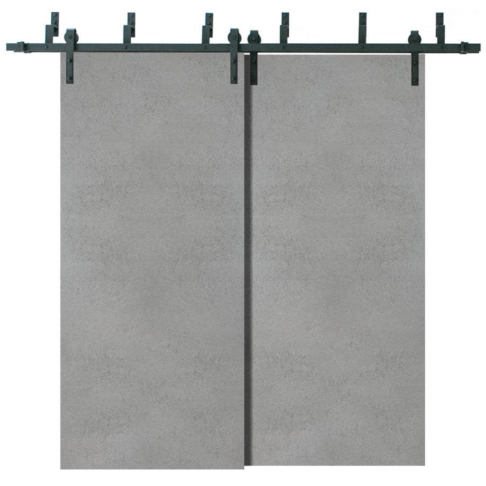 56 in. x 80 in. 2 Panel Concrete Solid Wood with Honeycomb Sliding Barn Door with Hardware Kit price history on PriceWatchPro