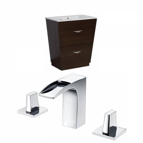 Unbranded 16-Gauge-Sinks 21 in. W x 18.5 in. D Bath Vanity in Wenge with Ceramic Vanity Top in White with White Basin
