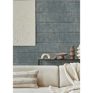 Blake Blue Denim Texture Stripe Textured Non-Pasted Non-Woven Wallpaper Sample