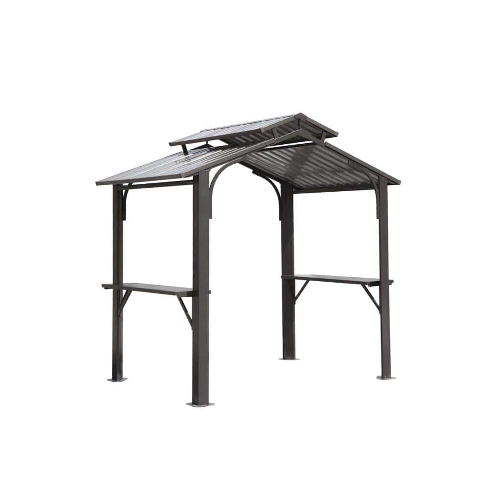 8 ft. x 5 ft. Gray Hardtop Grill Gazebo with Galvanized Steel Double Roof and Ceiling Hook price history on PriceWatchPro