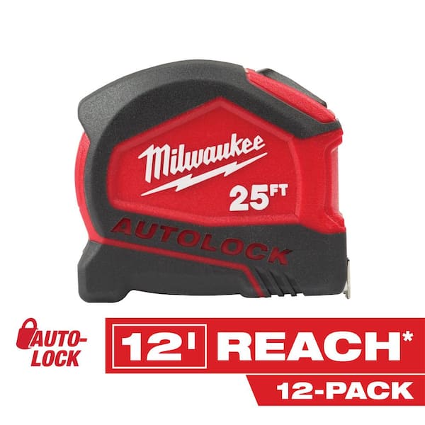 Milwaukee 25 ft. Compact Auto Lock Tape Measure (12-Pack)
