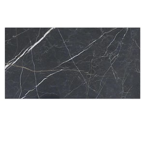 Splendor 24 in. x 48 in. Matte Charcoal Black Porcelain Large Format Wall and Floor Tile (15.5 sq. ft./case)-2 Pack