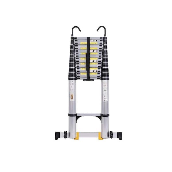 Telescoping Ladder 26.2 ft. Reach Aluminum Multi-Purpose Lightweight Extension Ladder with Tool Tray 330 lbs. Capacity