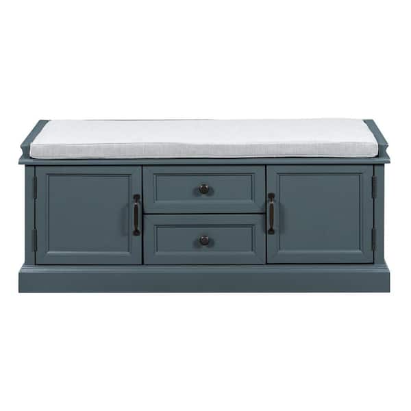 Angelique Navy Blue Storage Bench with 2-Drawers (43 in. W x 16 in. D x 17.5 in. H)