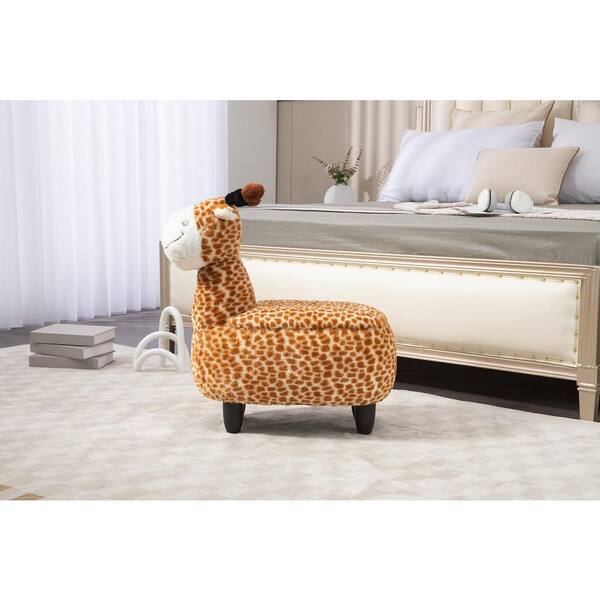 Home Office Brown Giraffe Faux Fur Upholstered Animal Storage