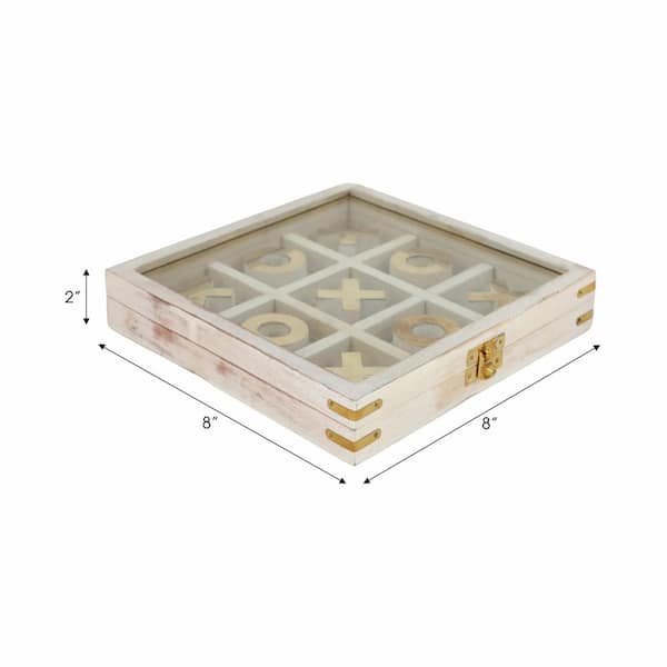 Liv & Skye White 8 in. x 8 in. Wood Tic Tac Toe Game Set with