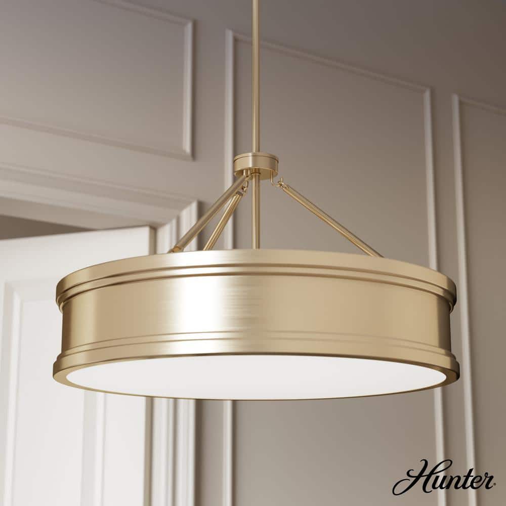 Alturas Gold 24-Inch Drum Pendant Light with Glass Diffuser