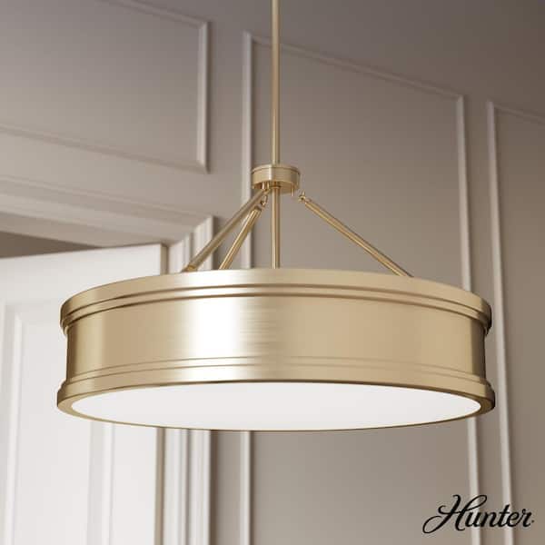Hunter Capshaw 6-Light Alturas Gold Island Pendant Light with Cased White Glass Shade