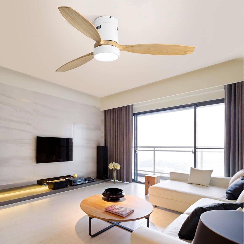 52 in. Indoor White Ceiling Fan with Light, 3 Wood Blades, Reversible DC Motor, 3 Colors Adjustable and Remote price history on PriceWatchPro