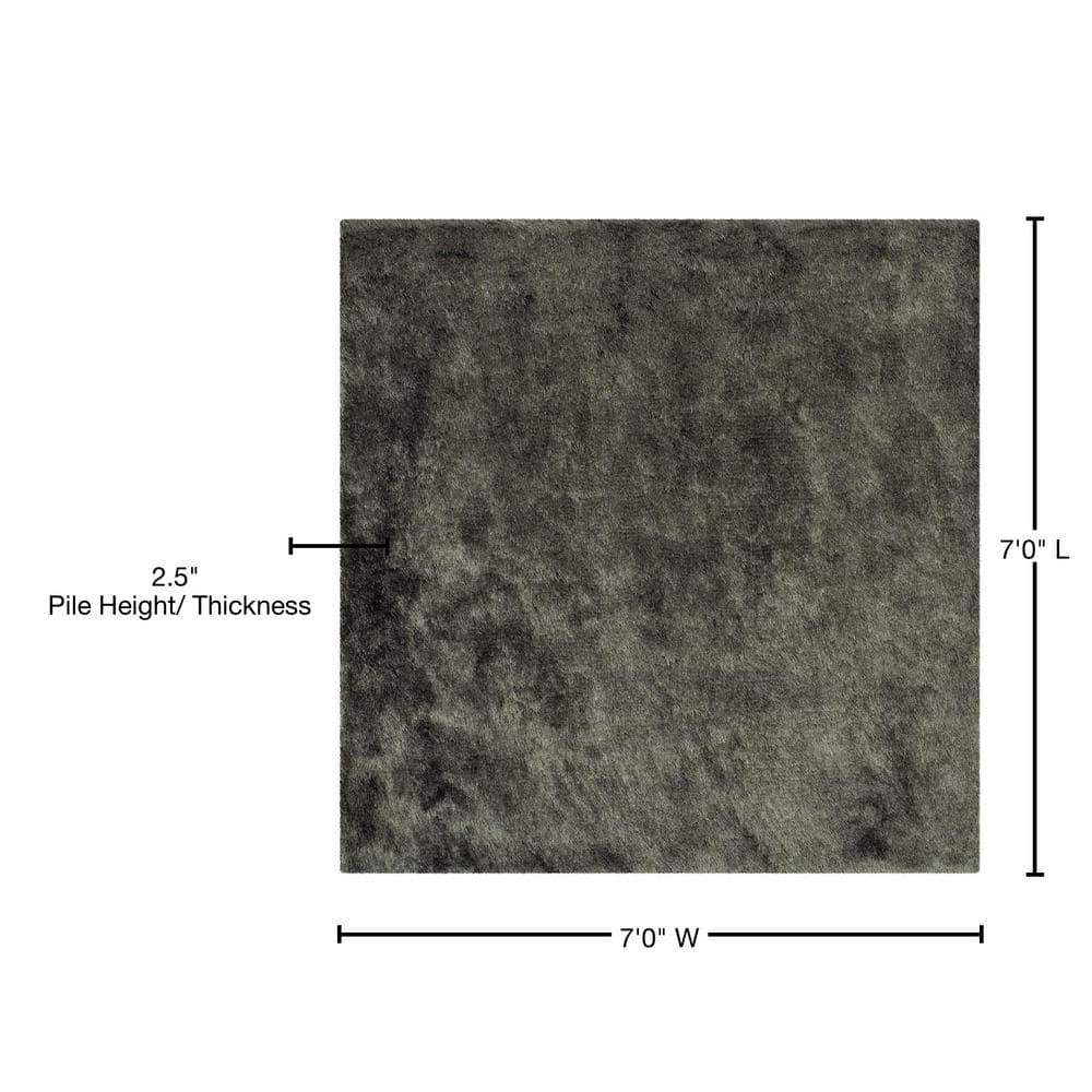 Parisian Titanium Square Tufted Shag Rug in Wool & Synthetic Blend
