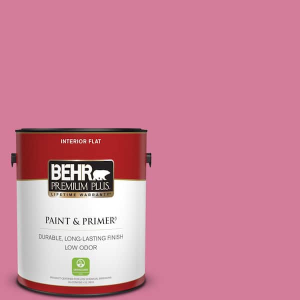 BEHR PREMIUM PLUS 1 gal. #P130-5 Little Bow Pink Flat Low Odor Interior Paint & Primer