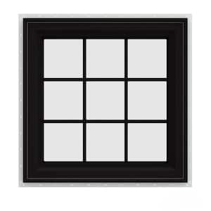 30 in. x 30 in. V-4500 Series Black FiniShield Vinyl Left-Handed Casement Window with Colonial Grids/Grilles