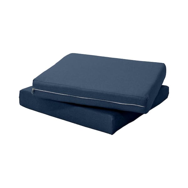 WESTIN OUTDOOR Hudson 21 in. x 3 in. Outdoor Patio Sofa Seat Cushion in Navy Blue (Set of 2)