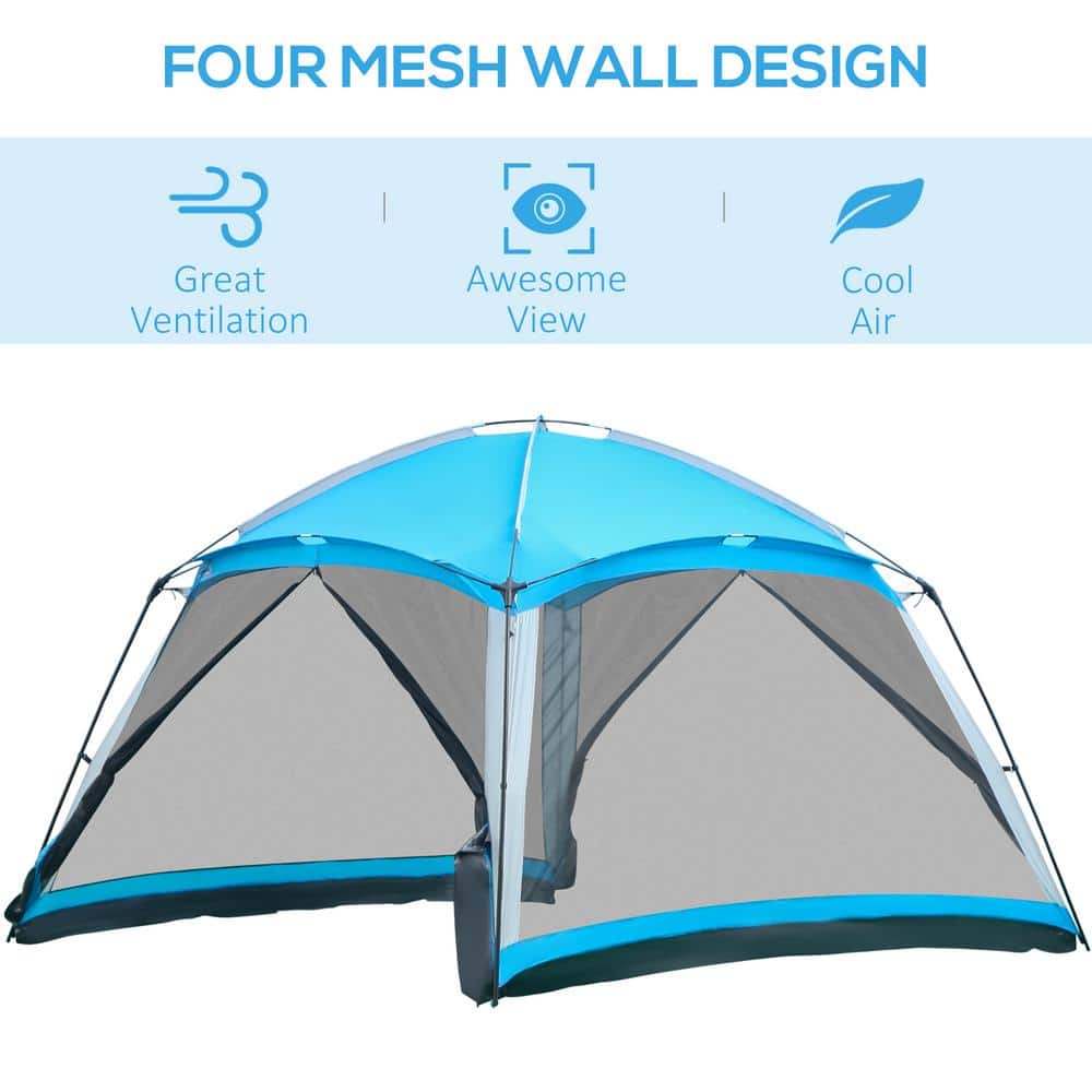 Sky Blue 12' x 12' Mesh Screen House Tent for 8 People