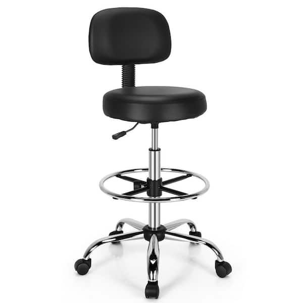 Gymax Swivel Drafting Chair Tall Office Chair with Adjustable Backrest Foot Ring