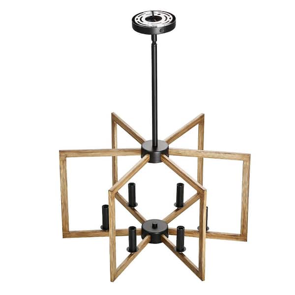 6-Light dimmable Integrated LED Metal Chandelier, Farmhouse Ceiling Fixture, Ideal for Dining, Bedroom, Foyer, Kitchen