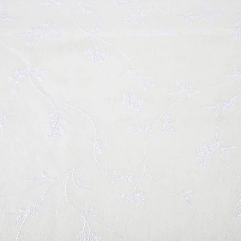 Ivory Floral Sheer Rod Pocket Curtain Valance 50" x 17"