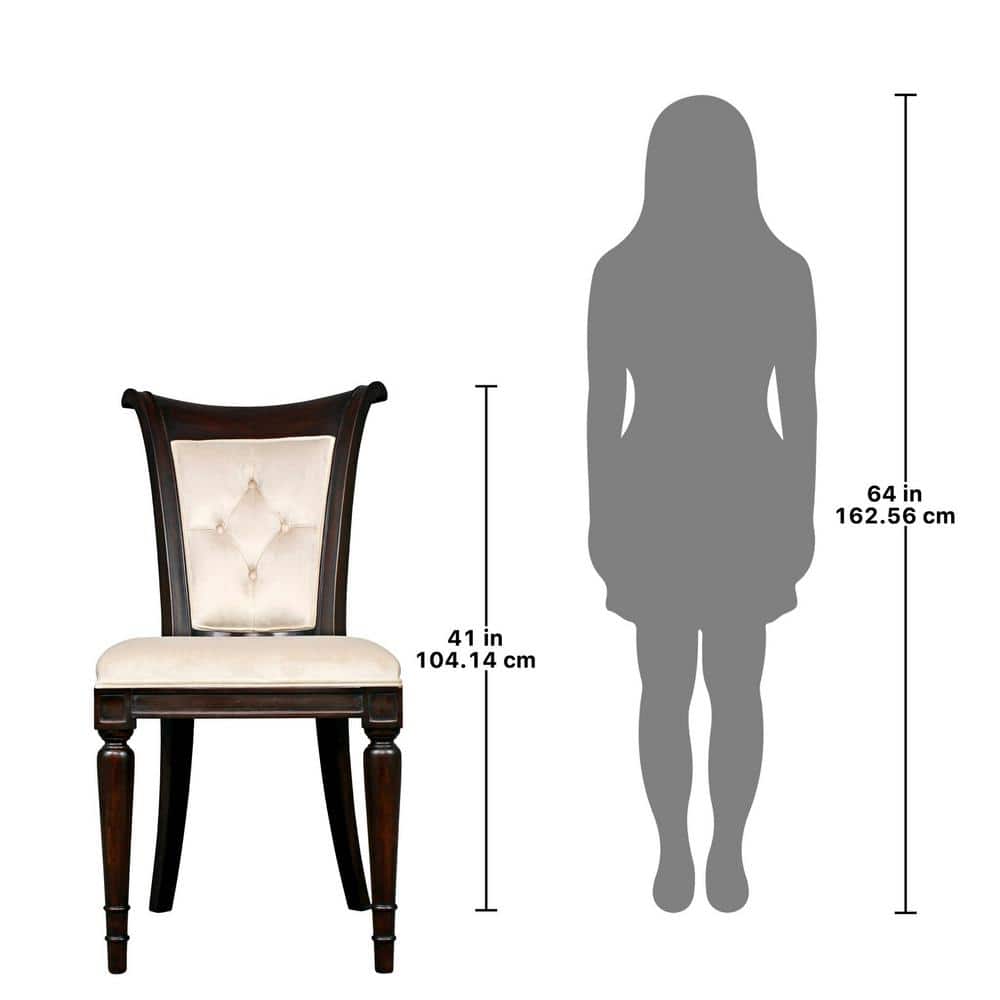 Pearl Velvet Upholstered Mahogany Side Chair Set