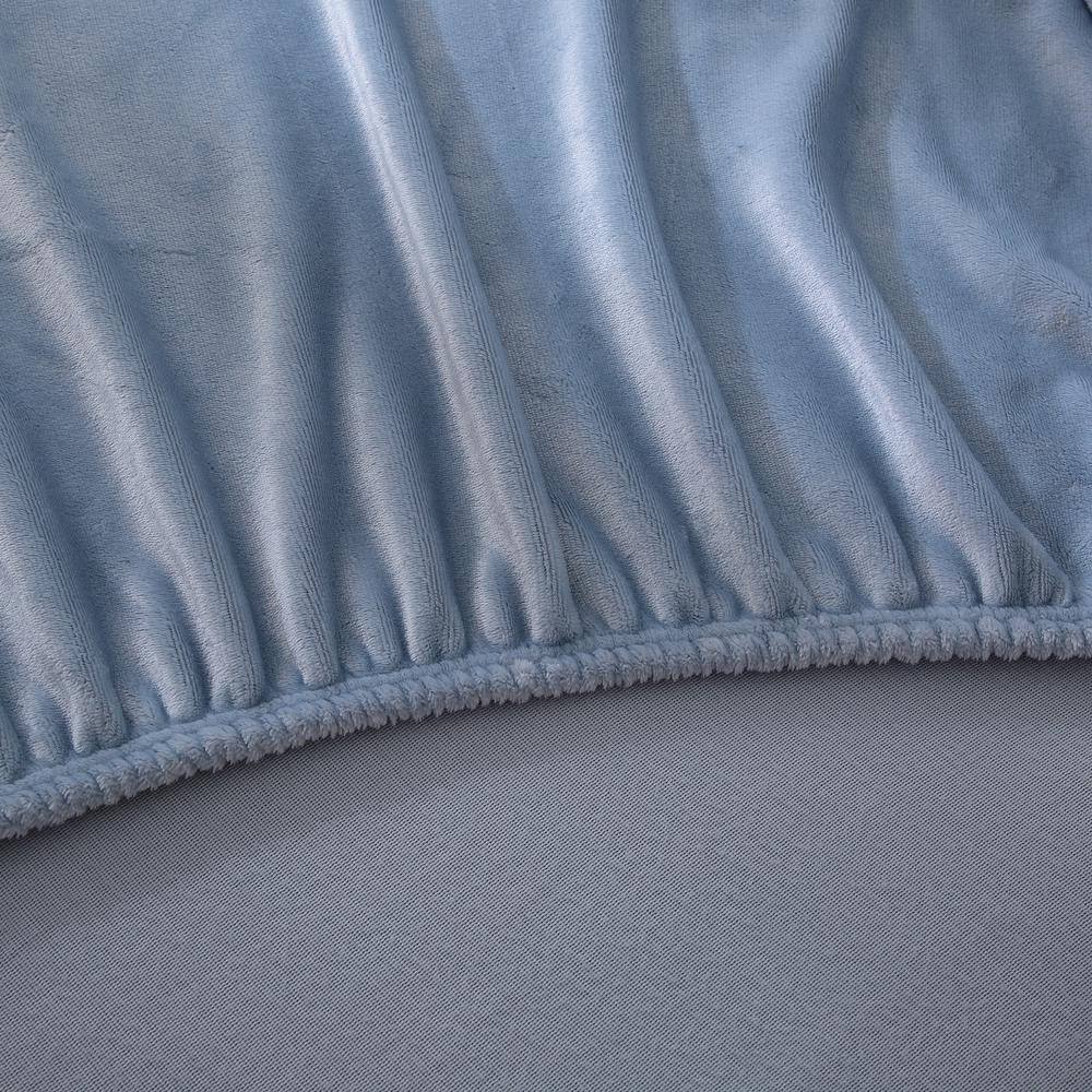 Blue Fog Full Flannel Plush Fitted Sheet