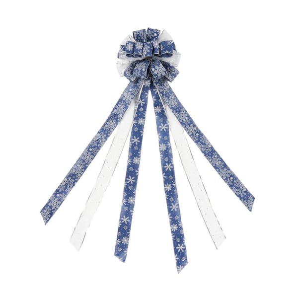 45 Inch Christmas Tree Topper Bow, Green Red White Ribbon Bow with Stripes and Dots, Large Gift Bow for Xmas Tree Topper