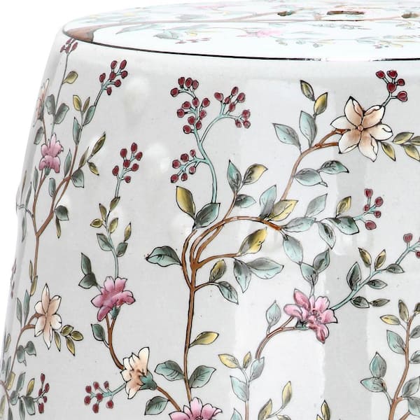 White Ceramic Garden Stool SAFAVIEH Outdoor Collection Rita