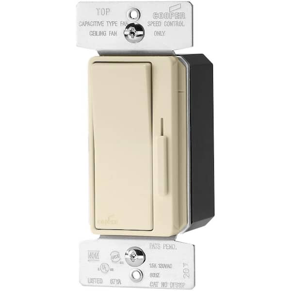 Eaton Core Devine 1.5 Amp 120-Volt Single-Pole 3-Speed Fan Control with Preset, Almond