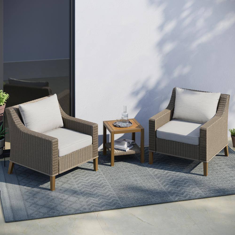 HAVEN WAY Naples 3-Piece Aluminum Frame Resin Wicker Outdoor ...