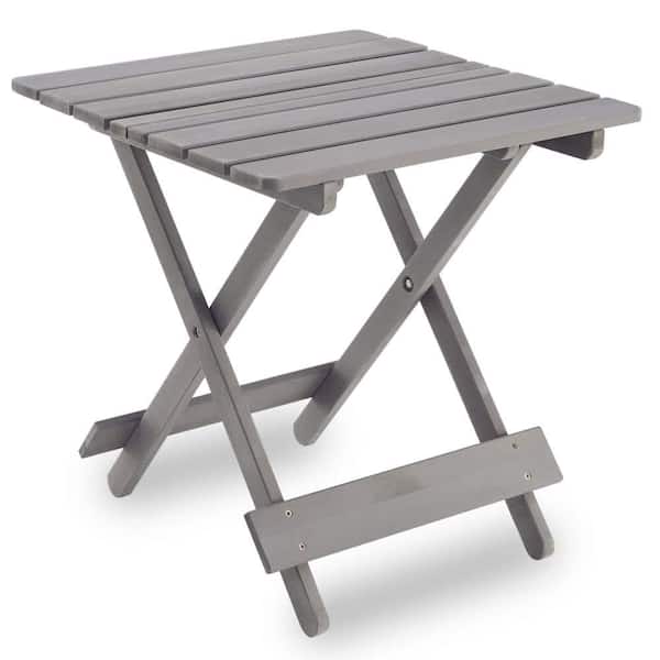Zeus & Ruta Gray Square Cedar Wood Outdoor Side Table Adirondack Patio Folding End Table for Indoor and Outdoor