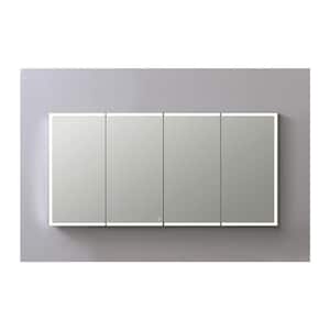 Edge Royale 72 in. W x 32 in. H Rectangular Silver Recessed/Surface Mount Medicine Cabinet with Mirror and LED Lighting