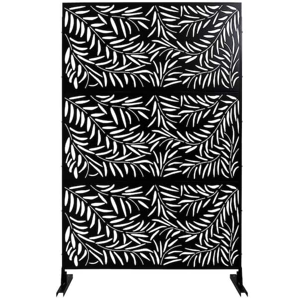 Sudzendf Outdoor and Indoor Freestanding Decorative Privacy Screen Metal Privacy Screen, Fence Panels in Black