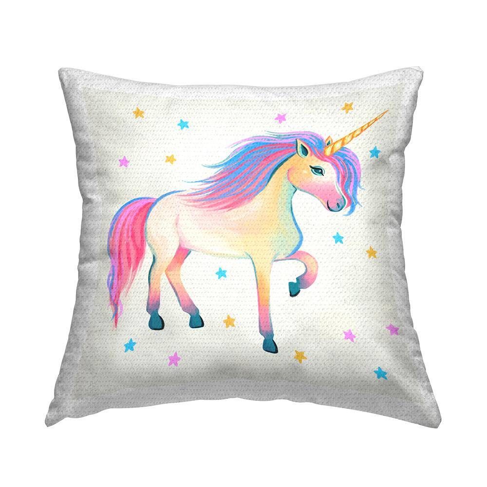 Unicorn with Stars Multi-Color Square Outdoor Throw Pillow price history on PriceWatchPro
