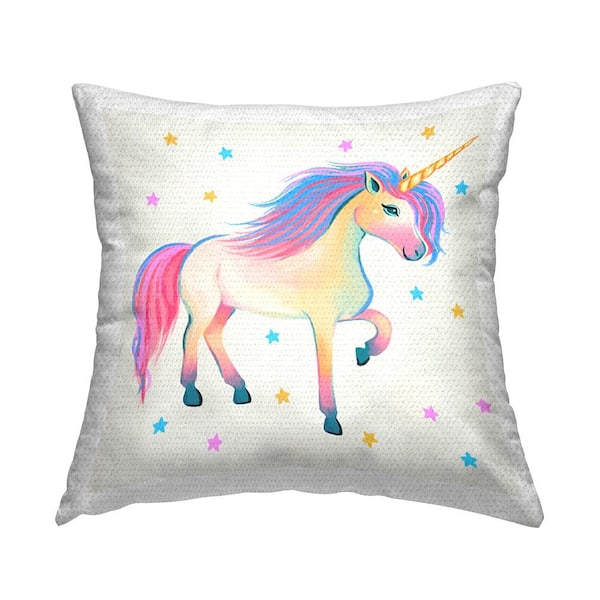 Stupell Industries Unicorn with Stars Multi-Color Square Outdoor Throw Pillow