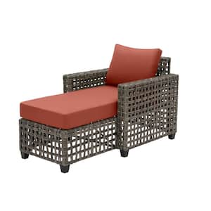 Briar Ridge Brown Wicker Outdoor Patio Chaise Lounge with Sunbrella Henna Red Cushions