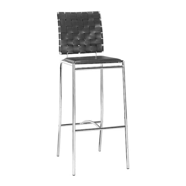 ZUO Criss Cross 29.0 in. Open Back Steel Frame Barstool with Faux Leather Seat - (Set of 2)
