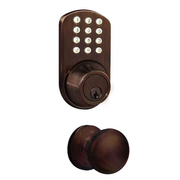 MiLocks Oil Rubbed Bronze Keyless Entry Deadbolt and Door Knob Lock Combo Pack with Electronic Digital Keypad