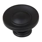 1 in. Dia Matte Black Small Round Ring Button Cabinet Knob (10-Pack)
