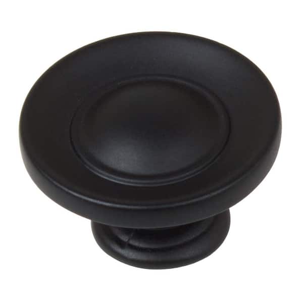 GlideRite 1 in. Dia Matte Black Small Round Ring Button Cabinet Knob (10-Pack)