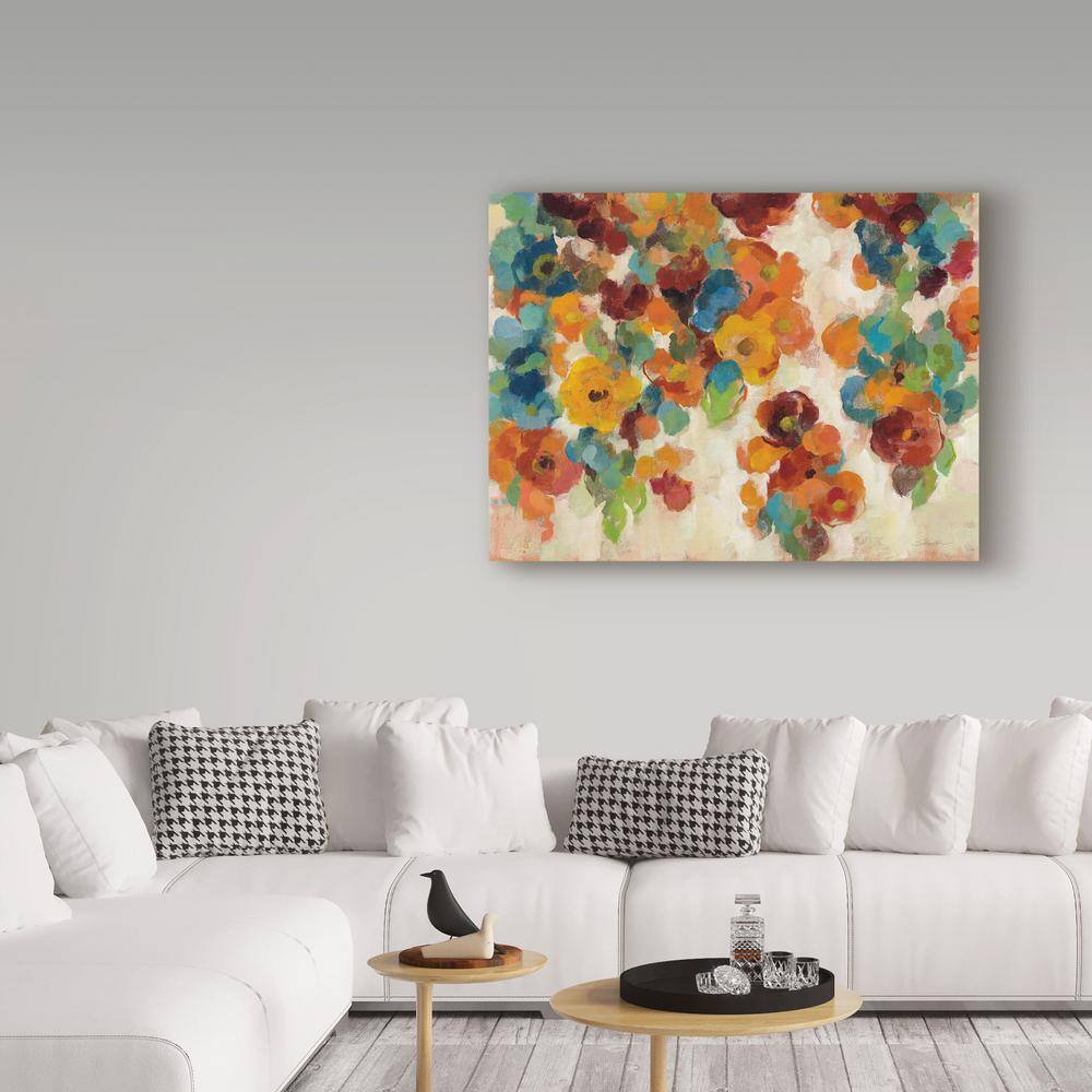 Silvia Vassileva 24x32 Spice and Turquoise Floral Canvas Art