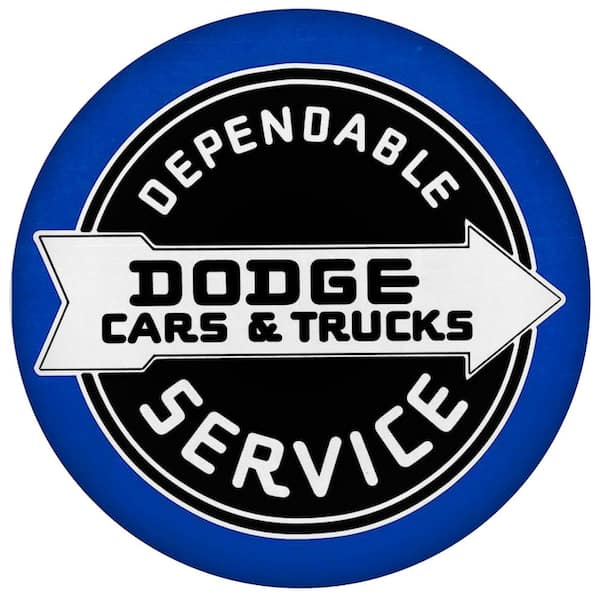 American Art Decor Dome Shaped Metal Wall Art Sign-Bar, Man Cave, Garage, Game Room, Bedroom (Dodge Cars & Trucks)Blue/Black, 15" H x 15" L