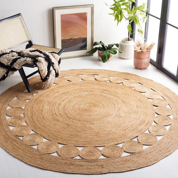 Natural Fiber 10 ft. x 10 ft. Natural Solid Round Area Rug