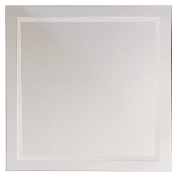 Prague 30 in. W x 30 in. H Large Square Modern Frameless Flush Wall Mount Bathroom Vanity Mirror with Beveled Edge
