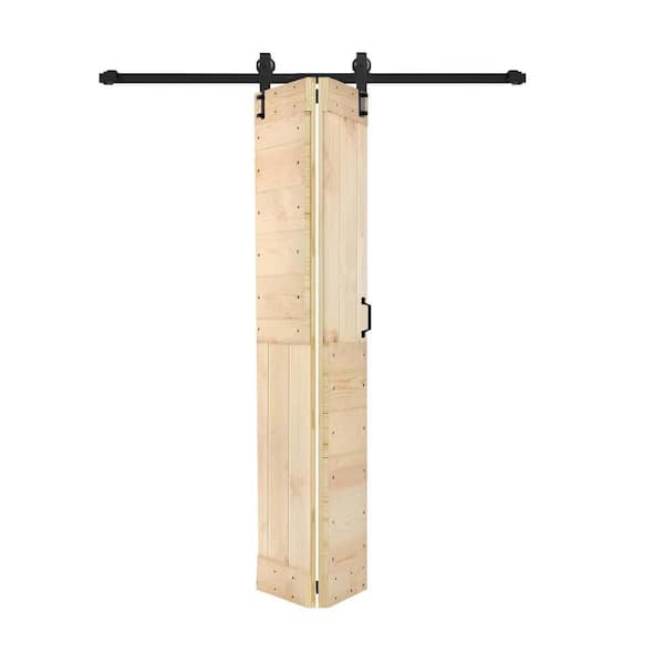 S Style 42 in. x 80 in. (21 in. x 80" x 2Panels)Unfinished Solid Core Wood Bi-fold Door w/ Hardware Kit-Assembly Needed